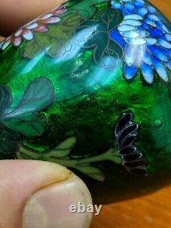 ANTIQUE japanese wire cloisonne vase depicting butterfly and flowers size 13.4cm