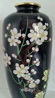 A Japanese Cloisonné vase. Decorated with blossoming Lotus. Meiji Period c1890