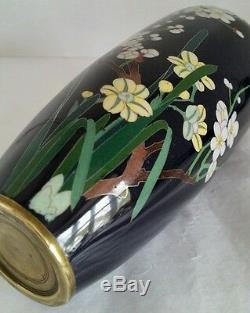 A Japanese Cloisonné vase. Decorated with blossoming Lotus. Meiji Period c1890