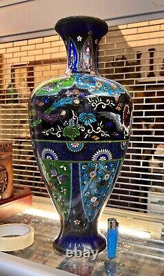 A Large Japanese Cloisonne Ginbari baluster vase. Meiji period