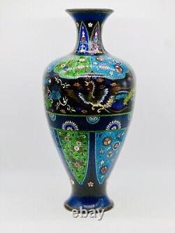 A Large Japanese Cloisonne Ginbari baluster vase. Meiji period