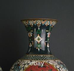 A Large Pair Of Meiji Period Japanese Cloisonne Vases