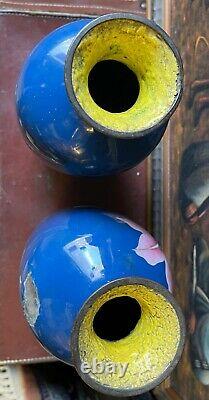 A Pair Of Large Early 20th Century Japanese Cloisonne Enamel Vases