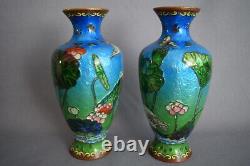 A Pair of Extraordinary Japanese MEIJI Period GINBARI Cloisonné Enamel Vases 345