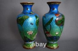 A Pair of Extraordinary Japanese MEIJI Period GINBARI Cloisonné Enamel Vases 345