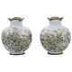 A Rare Pair Of Meiji Japanese Cloisonne Silver Wire Vases With Dandelions