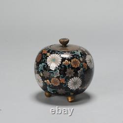A Small round cloisonné enamel Jarlet for Incense Meiji era (1868-1912)