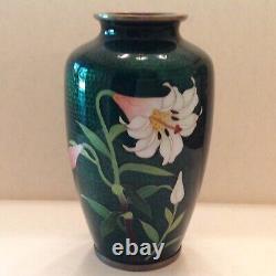 A Superb Antique Japanese Cloisonne Vase lily floral design