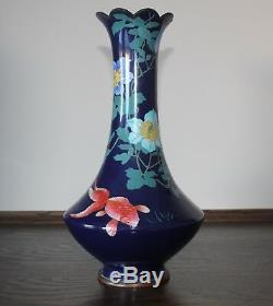 A big and very special shape marked Japanese cloisonne goldfish vase 598