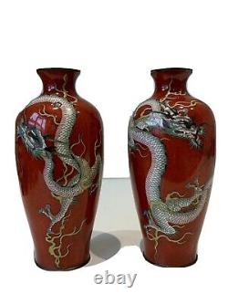 A magnificent pair of Japanese cloisonne vases. Meiji period