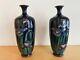 A Pair Of Japanese Meiji Period Cloisonne Vases With Iris Pattern