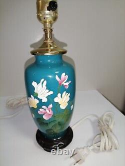 A pair of Japanese cloisonné vase table lamps, floral Pattern