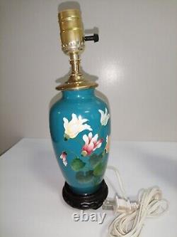 A pair of Japanese cloisonné vase table lamps, floral Pattern