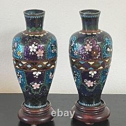 A pair of antique Japanese cloisonne vases 5 inches tall
