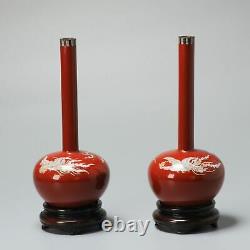 A pair of round cloisonné-enamel vases Meiji era (1868-1912) Fenghuang