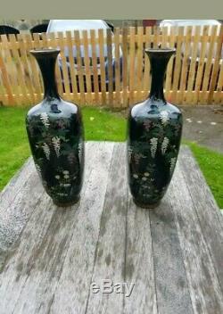 A rare and exquisite pair of Japanese Meiji period Cloisonne Vases Signed Ota