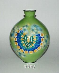 Amazing Japanese Cloisonne Enamel Vase of a Butterfly by the Tamura Workshop