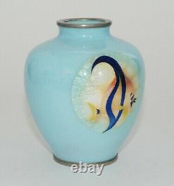Amusing Japanese Cloisonne Partial Ginbari Vase with an Angelfish PIB