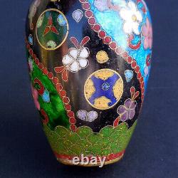 An Exquisite Vintage Japanese Cloisonne Vase Floral Decoration with Foil Accents