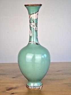 An Unusual Japanese Cloisonne Dragon Vase with a Celadon Ground