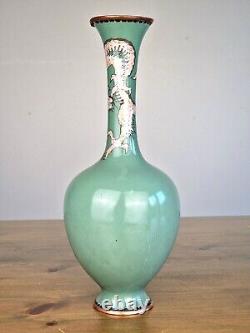 An Unusual Japanese Cloisonne Dragon Vase with a Celadon Ground