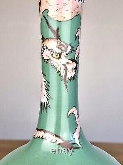 An Unusual Japanese Cloisonne Dragon Vase with a Celadon Ground