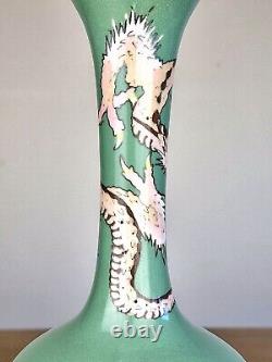 An Unusual Japanese Cloisonne Dragon Vase with a Celadon Ground