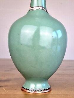 An Unusual Japanese Cloisonne Dragon Vase with a Celadon Ground