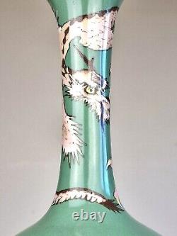 An Unusual Japanese Cloisonne Dragon Vase with a Celadon Ground