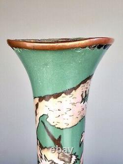 An Unusual Japanese Cloisonne Dragon Vase with a Celadon Ground