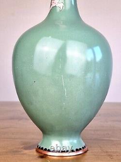 An Unusual Japanese Cloisonne Dragon Vase with a Celadon Ground