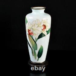 Ando Cloisonne Enamel Japanese Flower Vase Pot Orchid Lily Celadon 10x10xH23.5cm