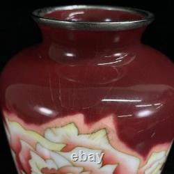 Ando Cloisonne vase flower pattern 9.8 inch traditional figurine Red Japanese