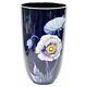 Ando Jubei Japanese Cloisonne Enamel Vase Silver Mounts Blue Florals C. 1940