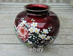 Ando Jubei Wireless Cloisonné Pure Silver Mounted Vase, Japanese c. 1960