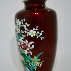 Ando cloisonne Translucent red glaze Wired vase/with box