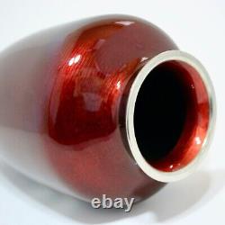 Ando cloisonne Translucent red glaze Wired vase/with box