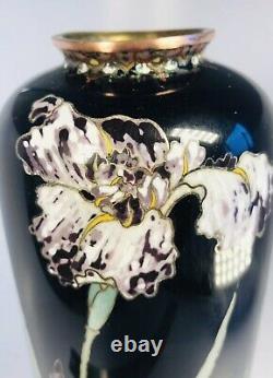 Antique 1920s Japanese Cloisonne Enamel Silver Wire Floral Vase