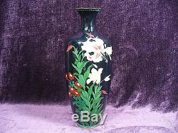 Antique 19C Meiji Japanese cloisonne vase 11.5 excellent