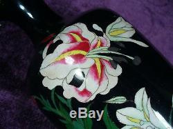 Antique 19C Meiji Japanese cloisonne vase 11.5 excellent