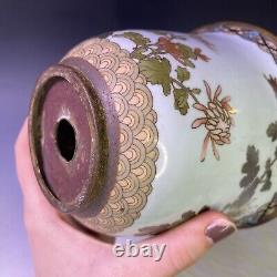 Antique 19th C Japanese Meiji Era Silver Wire & Wireless Cloisonne Vase Planter