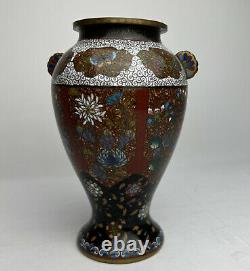Antique 19th C Japanese Meiji Period Cloisonne Vase Floral Rare 6.5