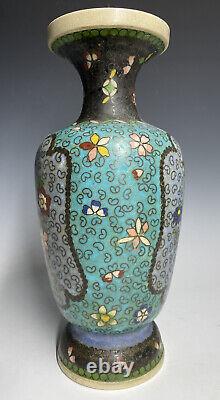 Antique 19th C. Meiji Era Japanese Totai Shippo Cloisonne on Pottery Vase