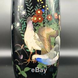 Antique 19th C Meiji Japanese Cloisonne Vases Pair