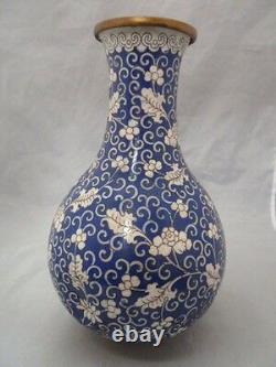 Antique 19th Century CHINESE Cloisonne Vase Chinese BLUE AND WHITE 9.5 T