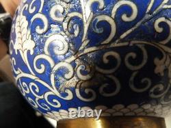 Antique 19th Century CHINESE Cloisonne Vase Chinese BLUE AND WHITE 9.5 T