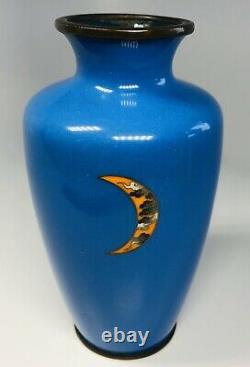 Antique 19th Century Japanese Cloisonne Floral Blue Vase 5