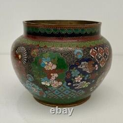 Antique 19th Century Meiji Cloisonne Japanese Enamel Small Metal Floral Vase