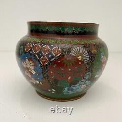 Antique 19th Century Meiji Cloisonne Japanese Enamel Small Metal Floral Vase