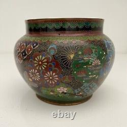 Antique 19th Century Meiji Cloisonne Japanese Enamel Small Metal Floral Vase